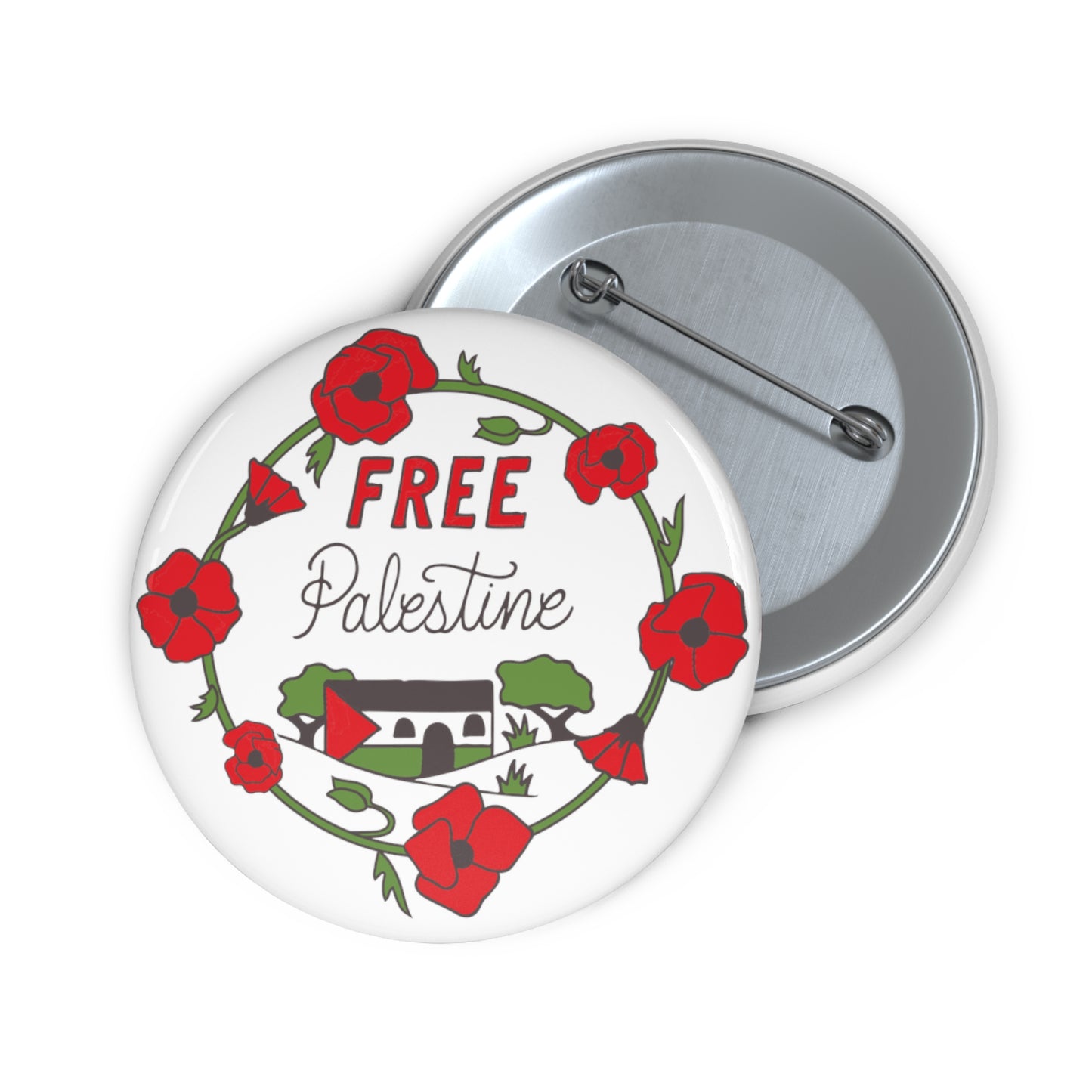 Poppies for Palestine button pin